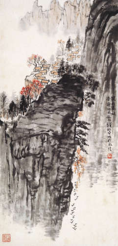 钱松嵒(1899～1985) 陕北高秋 立轴  设色纸本