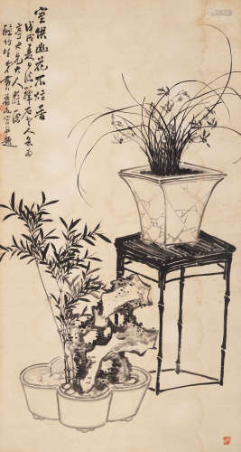 黄益如(1850～1928) 清供 立轴  水墨纸本
