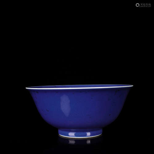 清道光 蓝釉碗