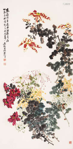 吴笠仙(1869～1938) 东篱菊 立轴  设色纸本