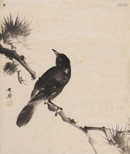 关友生(1906～1970) 栖禽 立轴  水墨纸本