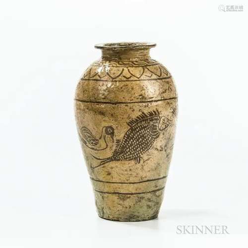 Slip-inlaid Buncheong Stoneware Jar, Korea, possibly 15th/16...