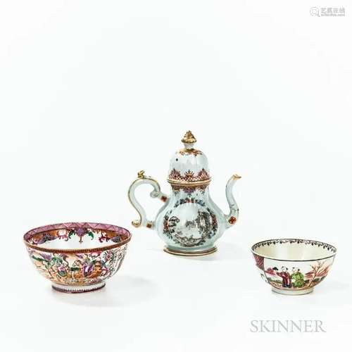 Three Export Famille Rose Items, China, possibly 18th/19th c...