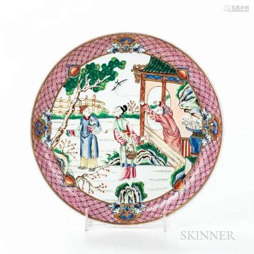 Famille Rose Export Plate, China, 19th/20th century, the int...