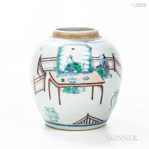 Doucai Ginger Jar, China, possibly Kangxi period, oviform wi...