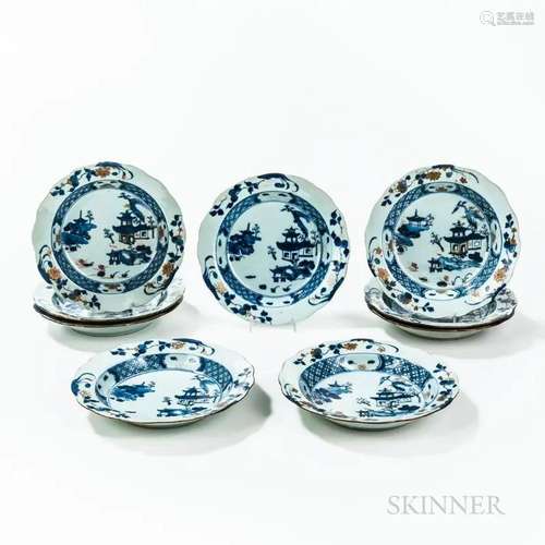 Set of Nine Imari Plates, China, possibly Kangxi period, wit...