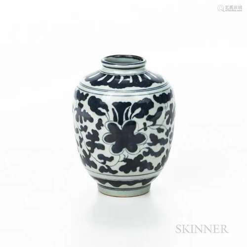 Blue and White Jar, China, possibly Transitional period, ovi...