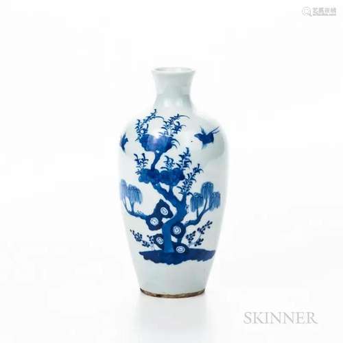 Blue and White Vase, China, Kangxi style, elongated oviform ...