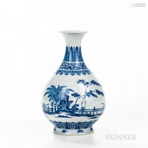 Blue and White Bottle Vase, China, Qianlong style, yuhuchunp...