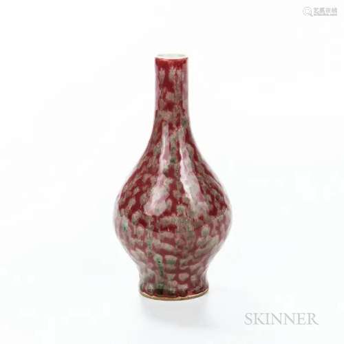 Mottled Flambe-glazed Bottle, China, Kangxi style, elongated...