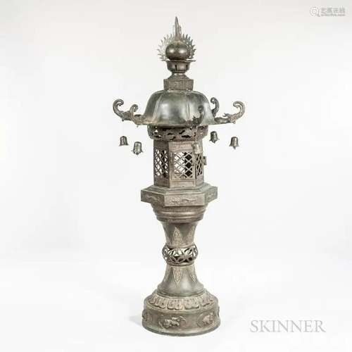 Massive Bronze Temple Lantern, Japan, 19th century, structur...