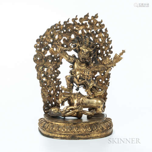 Gilt-bronze Figure of Yama with Chamunda