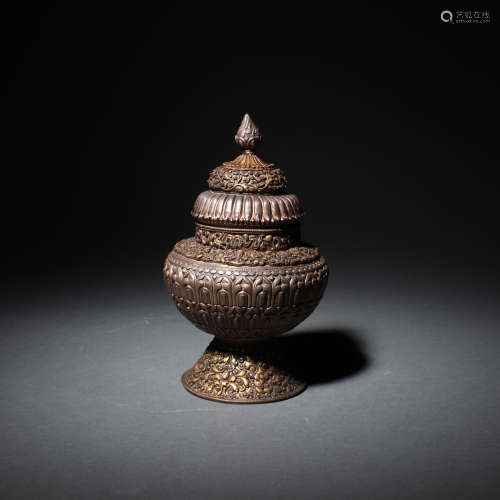 清 十八世纪银铜锤堞宝瓶