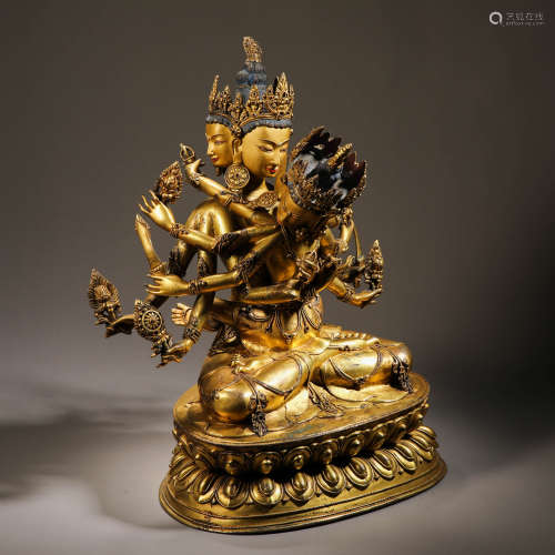 Qing Dynasty Gilt Bronze Dense Vajra Statue
