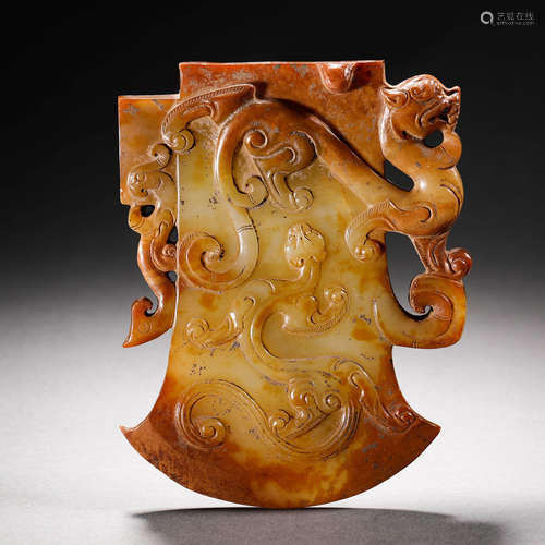 Han Dynasty Hetian Jade Dragon Pattern Jade Axe