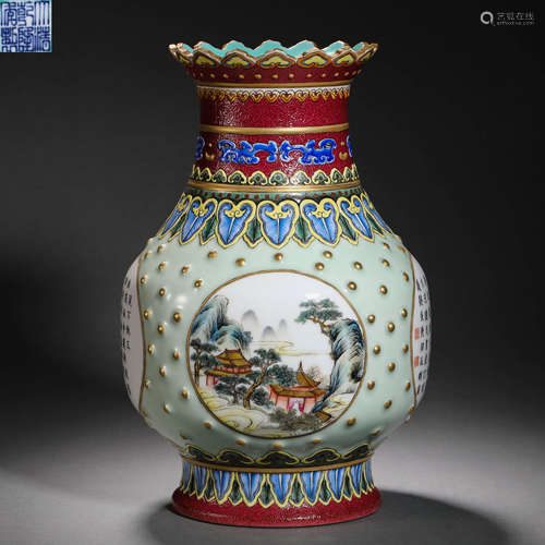 Qing Dynasty pastel nail pattern appreciation bottle