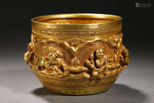 Qing Dynasty Gold Character Jar