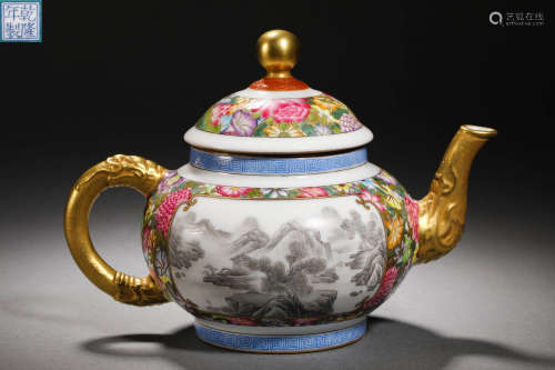 Qing Dynasty Pastel Flower Portable Pot