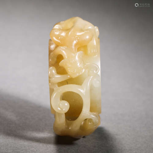 Han Dynasty Hetian Jade Beast Head Wrench