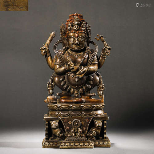 Qing Dynasty Bronze Big Black Sky Buddha Statue