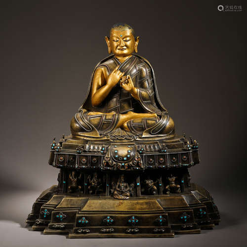 Qing Dynasty Gilt Bronze Master Statue