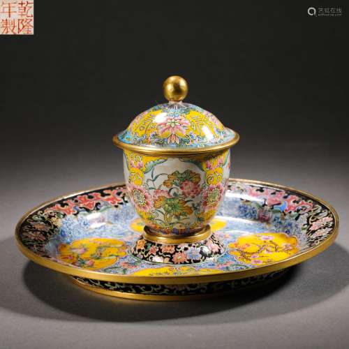 Qing Dynasty painted enamel flower lamp