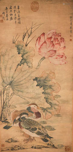 Chinese ink painting Qianxuan flower and bird on paper