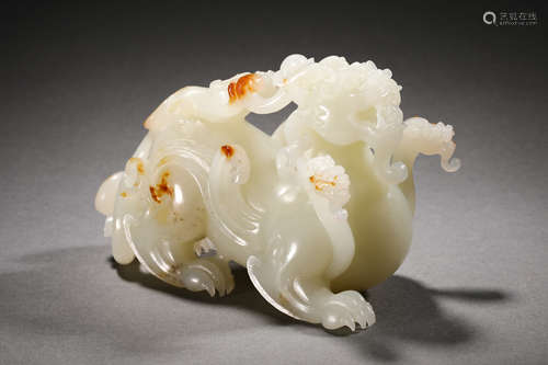 Han Dynasty Hetian Jade Beast Head Ornament