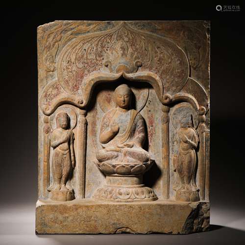 Han Dynasty stone Buddha statue teaching the Dharma