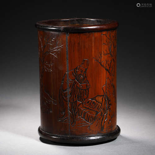 Qing Dynasty bamboo character pen holder