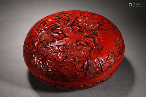Qing Dynasty tick red flower box