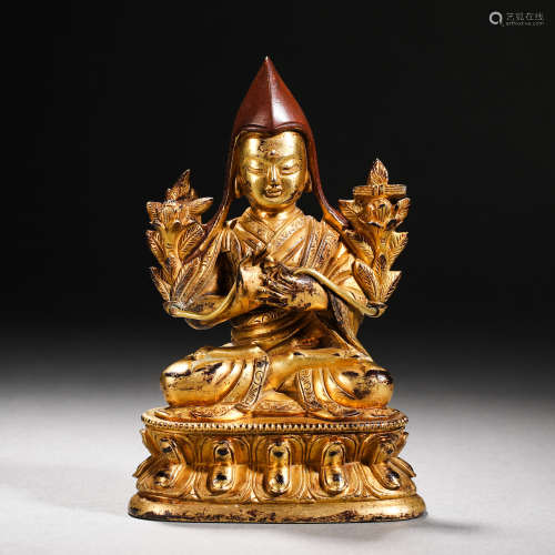 Qing Dynasty Gilt Bronze Tsongkhapa Buddha Statue
