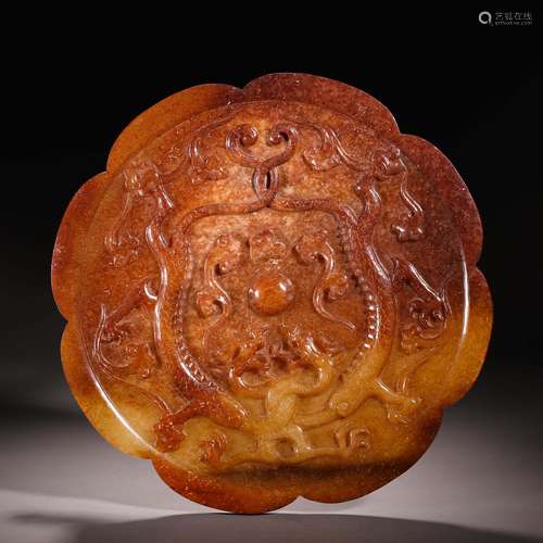 Han Dynasty Hetian Jade Dragon Pattern Jade Mirror