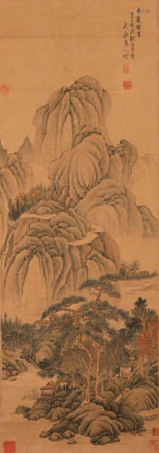 Chinese Ink Painting, Huang Gongwang‘s Landscape Figure Scro...