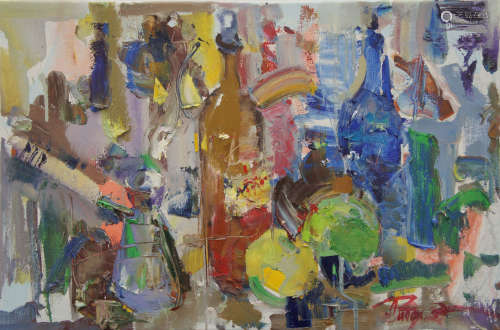 Vitaly, Rahansky, oil on canvas, still life with coffee pot ...
