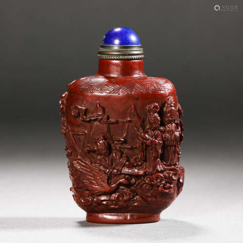 Qing Dynasty tick red figure snuff bottle