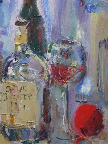 Vitali, Rahansky, oil on canvas, glassware and still life