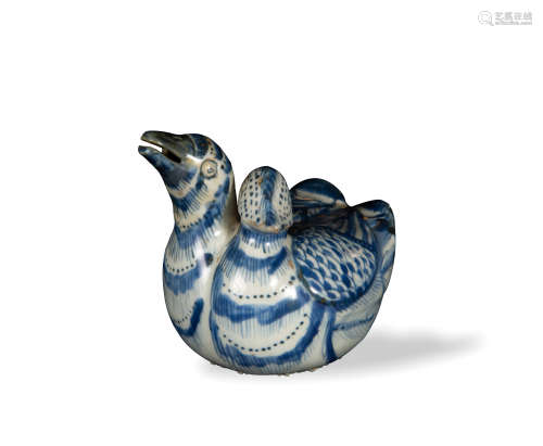 Chinese Blue and White Duck Water Dropper, Ming
