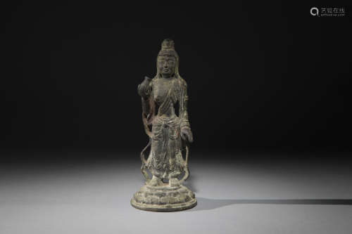 Chinese Bronze Standing Guanyin, Ming Dynasty