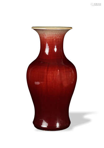Chinese Red-Glazed Porcelain Vase, 19th Century