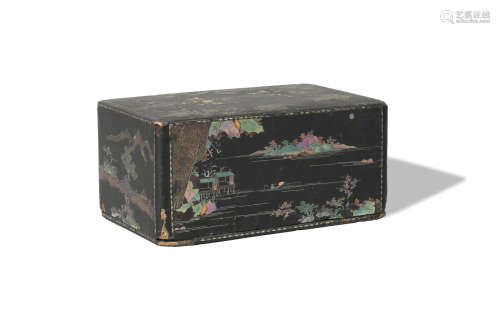 Chinese Black Lacquer Box with M.O.P Inlay, 17th