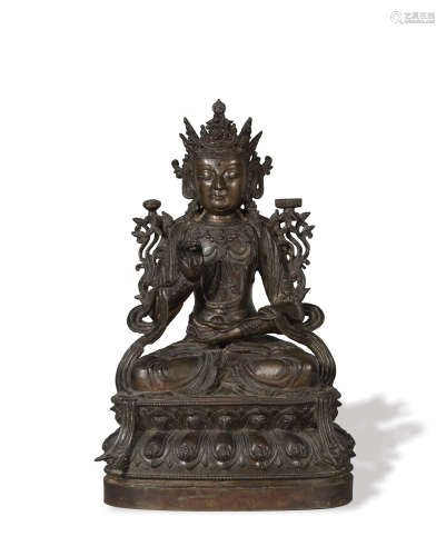 Chinese Bronze Statue of Seated Ksitigarbha, Ming