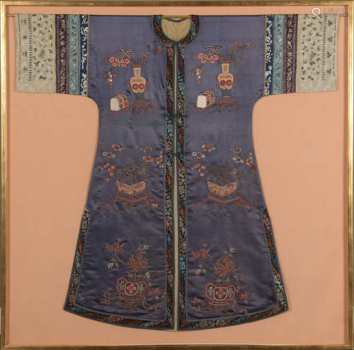 Chinese Purple Embroidered Robe, 19th Century