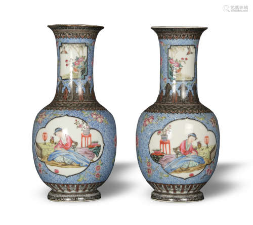 Pair of Chinese Enameled Vases, Republic