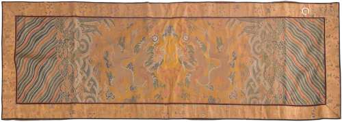Chinese Yellow Dragon Table Runner, Early 19th Century