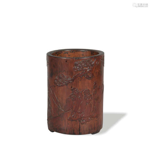 Chinese Carved Bamboo Brushpot, 19th Century