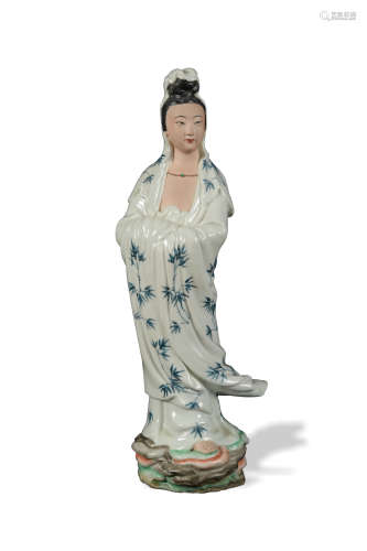 Chinese Famille Rose Statue of Guanyin, Republic