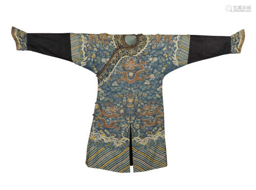 Chinese Blue Kesi Dragon Robe, Early 19th Century
