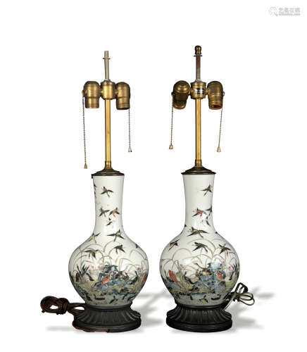 Pair of Chinese Tianqiu Vases, Late 19th Century