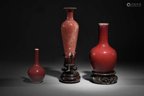 Three Chinese Red-Glazed Vases, 19th Century